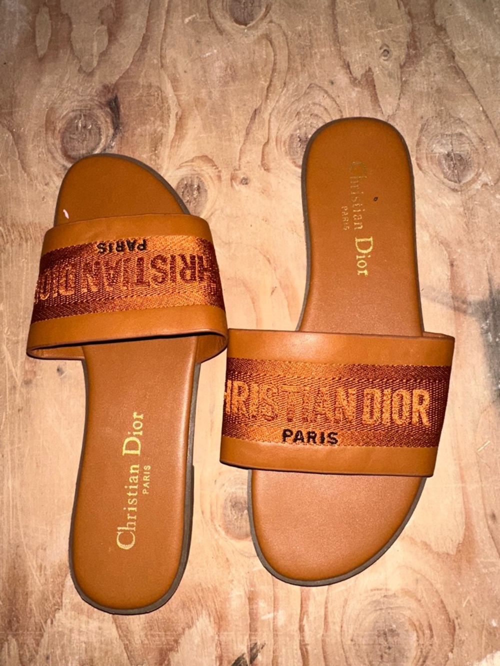 Women's Tan Slide Sandals